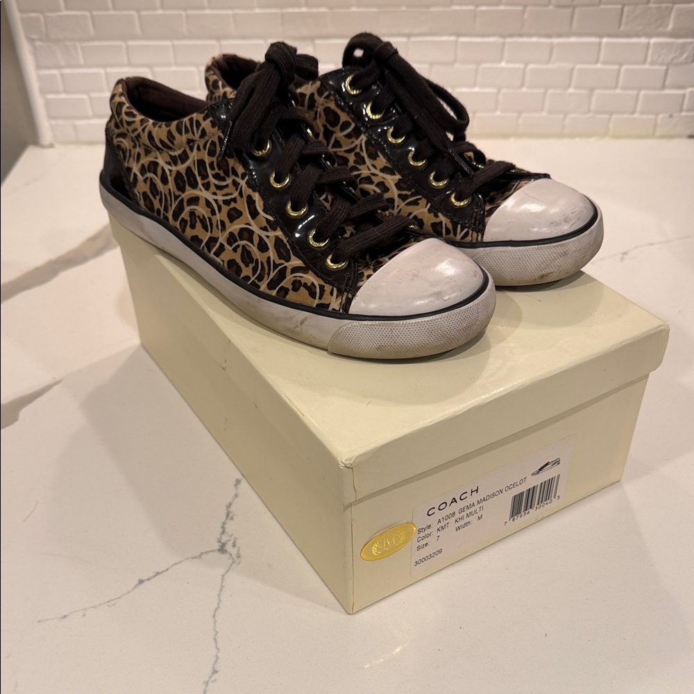 Coach Animal Print Sneakers with Silver Accents